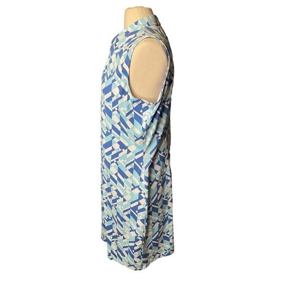 J. McLaughlin Sleeveless Blue Shift Dress XL Stretch Keyhole Jersey Catalina - Picture 4 of 9